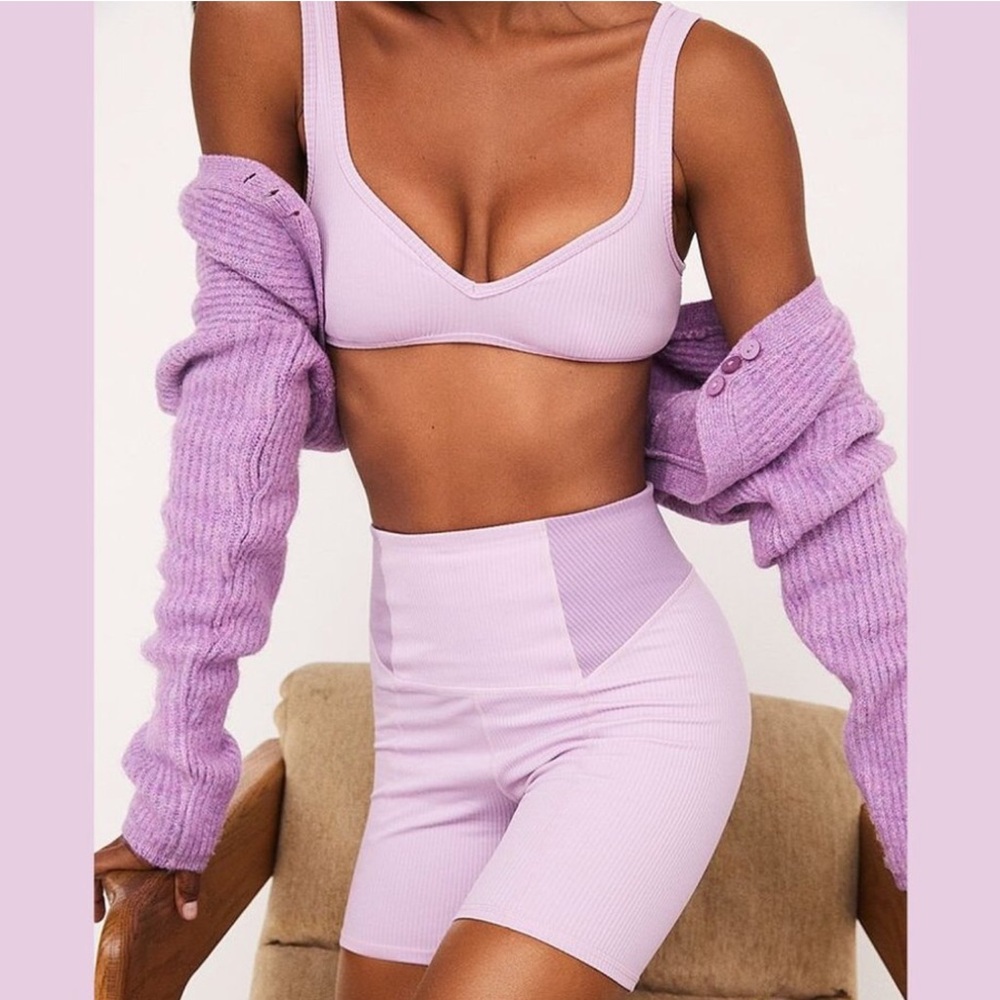 NWT 2 Pc Set For Love & Lemons L Gemma Lounge Top M High-rise Dani Biker Shorts